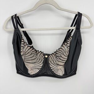 Black and Beige Lace-Detail Underwire Bra